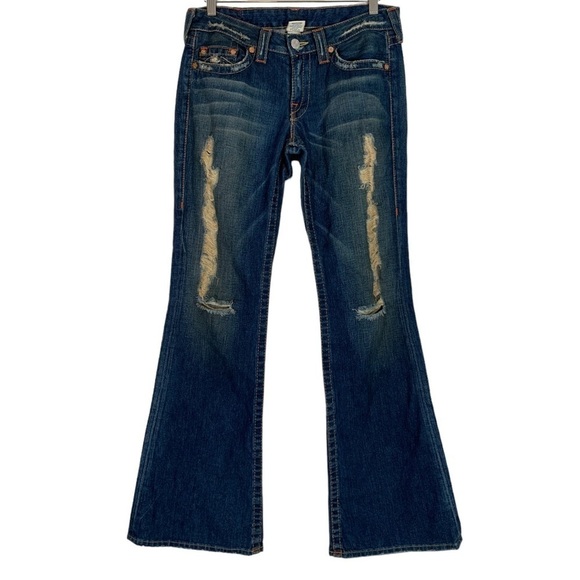 True Religion Distressed Bobby Flare Leg Jeans Size 31 - Picture 1 of 9